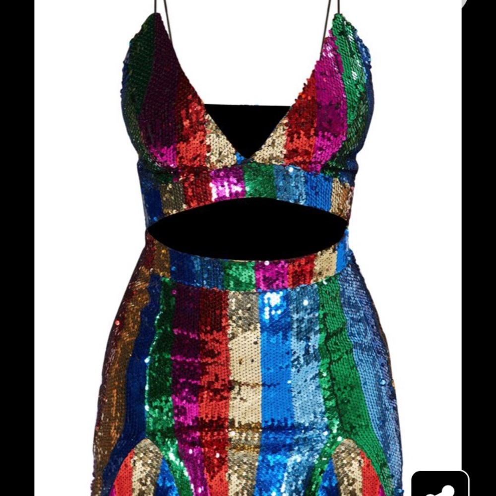 Multi Color Strappy Extreme Plunge Dress.